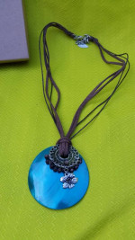 Coldwater Creek Charms and Turquoise Mother of Pearl Pendant Necklace