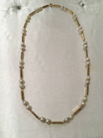 18K Yellow Gold and Cultured Pearl Necklace 17"