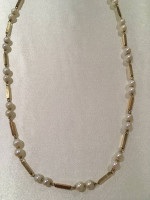 18K Yellow Gold and Cultured Pearl Necklace 17"