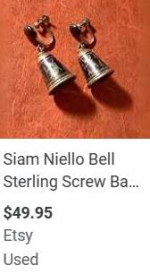 Antique Siam Sterling Bell screw-back Earrings