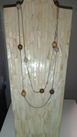 Multi colored beads silver tone necklace