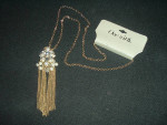 One Wink 28 inch Goldtone Necklace w/ Faux Pearl Tassel Pendant New