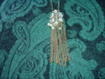 One Wink 28 inch Goldtone Necklace w/ Faux Pearl Tassel Pendant New