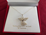 Angel Pendant Necklace (10 karat gold/sterling silver) -New
