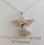 Angel Pendant Necklace (10 karat gold/sterling silver) -New