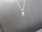 950 PLATINUM Chain Necklace Diamond Green Emerald Men/ Women