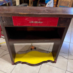 Rustic Entry Way-Sofa Table-Tv Stand with Red Drawer and Yellow base