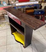 Rustic Entry Way-Sofa Table-Tv Stand with Red Drawer and Yellow base