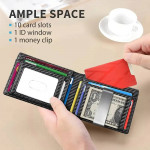 Men's 10 Card Slots Holder, Slim Wallet With Money Clip, RFID Block