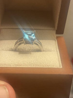 Blue topaz diamond engagement ring for sale