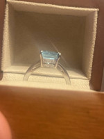Blue topaz diamond engagement ring for sale