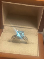 Blue topaz diamond engagement ring for sale