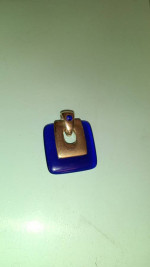 Blue silver tone square pendant