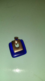 Blue silver tone square pendant
