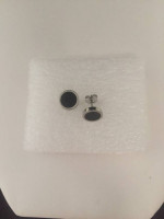Black Round Stainless Steel Stud Earrings