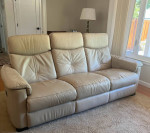 Modern Leather Power Reclining Sofa - cream