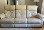 Modern Leather Power Reclining Sofa - cream