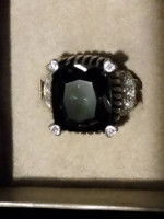 "BLACK SPINEL" 20 CARAT ON SILVER RING $125