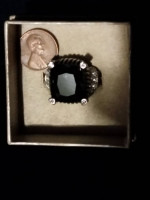 "BLACK SPINEL" 20 CARAT ON SILVER RING $125