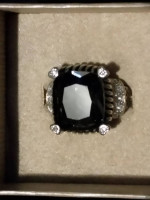 "BLACK SPINEL" 20 CARAT ON SILVER RING $125