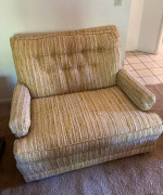 Vintage yellow fabric chair couch sofa lazyboy loveseat