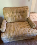 Vintage yellow fabric chair couch sofa lazyboy loveseat