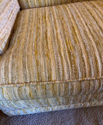 Vintage yellow fabric chair couch sofa lazyboy loveseat