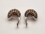18K Solid white gold 118 21 carat TW cognac diamond domed hoop earring
