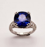 Solid platinum ladies ring w/ huge 9.5 carat near flawless sapphire