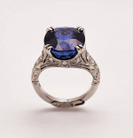 Solid platinum ladies ring w/ huge 9.5 carat near flawless sapphire