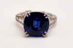 Solid platinum ladies ring w/ huge 9.5 carat near flawless sapphire