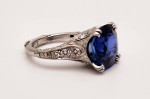 Solid platinum ladies ring w/ huge 9.5 carat near flawless sapphire