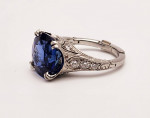Solid platinum ladies ring w/ huge 9.5 carat near flawless sapphire
