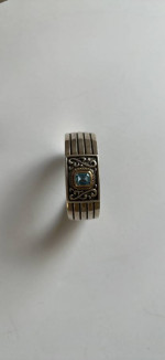 Sterling Silver Bracelet with Brilliant Blue Topaz. Handcrafted