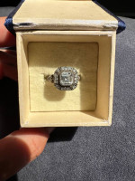 Moissanite and Diamond Ring