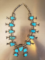 Turquoise & Silver Squash Necklace & 2-Rings