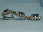 Exquisite 3 Sapphire drop earrings w/ diamonds in white gold