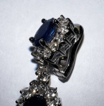 Exquisite 3 Sapphire drop earrings w/ diamonds in white gold