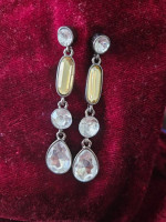 rhinestone pierced drop earrings