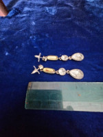rhinestone pierced drop earrings