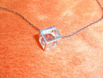 Silver Crystal Cube Necklace