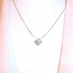 Silver Crystal Cube Necklace