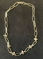 Silver Loop Chain Necklace with Studs