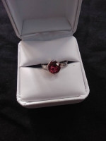 Silver ring with pink stone