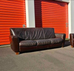 Brown leather sofa couch