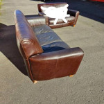 Brown leather sofa couch