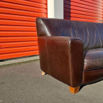 Brown leather sofa couch