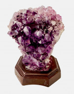Amethyst Crystal Geode on Wood Base Brazilian Specimen