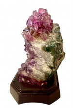 Amethyst Crystal Geode on Wood Base Brazilian Specimen