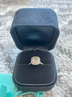 Tiffany & Co 1.4 ctw Soleste Cushion Double Halo Engagement Ring